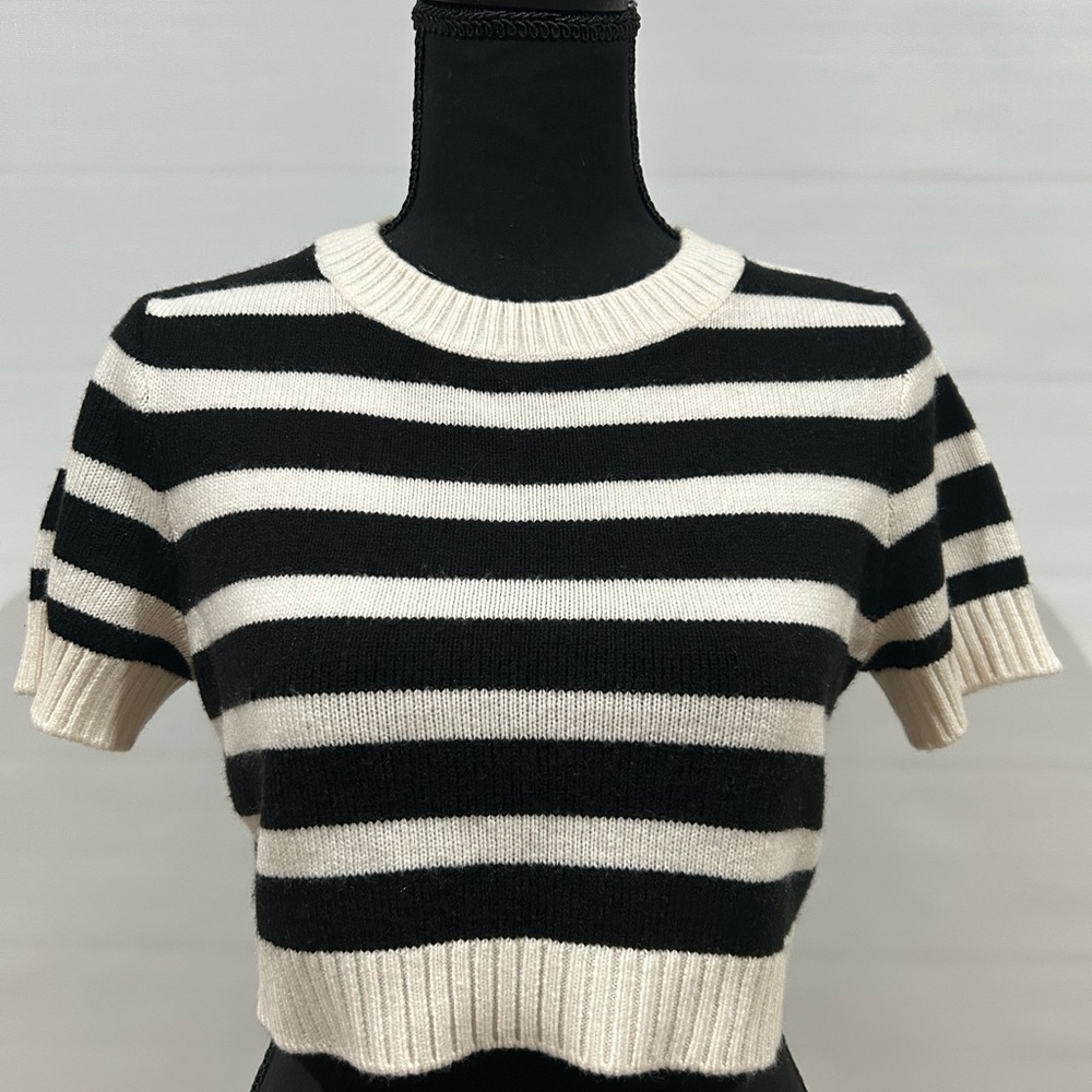 H&M Black and White Striped Crop Top